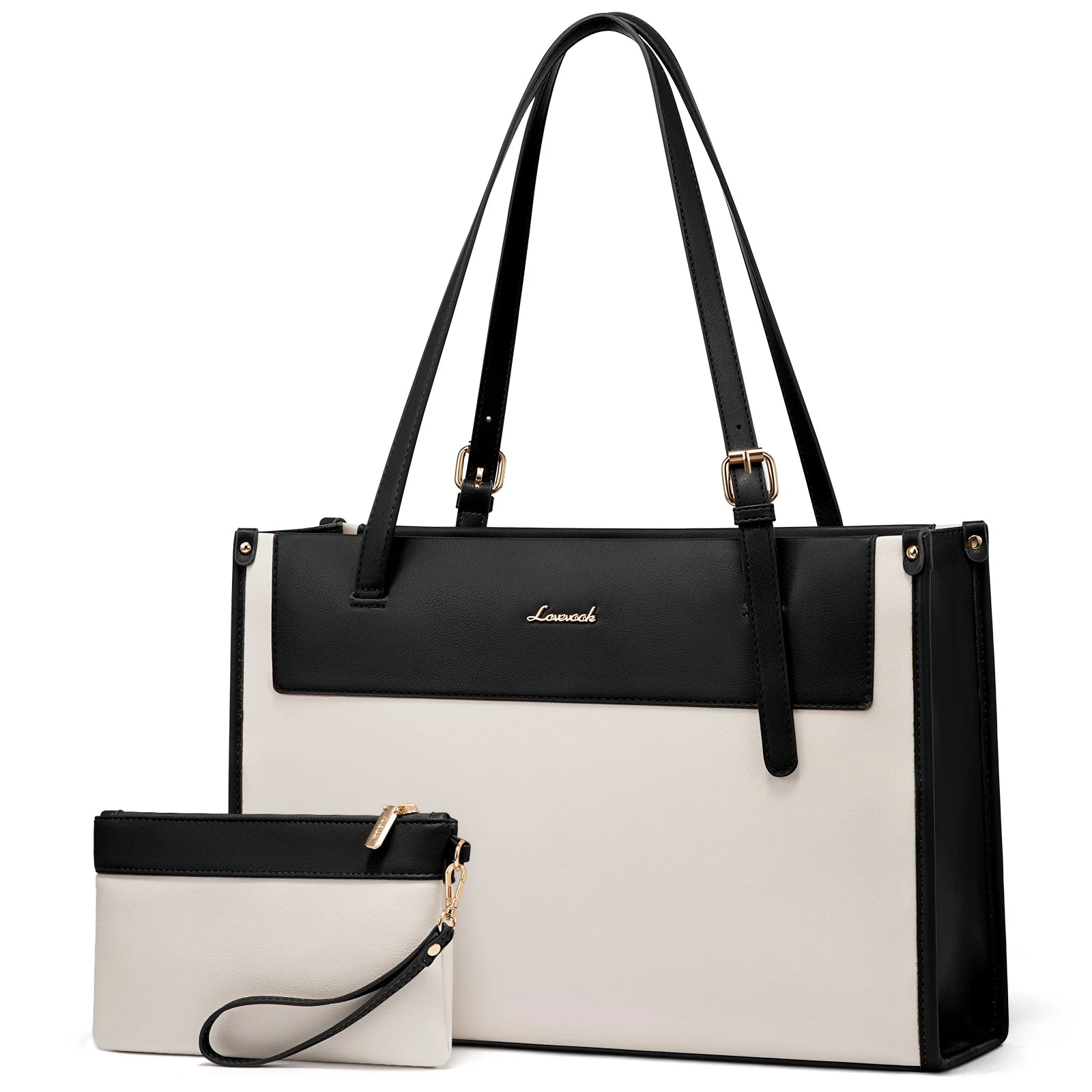 JMT-448458 Fashion PU Leather Laptop Tote Bag Set - Waterproof Business Briefcase for Office Use (15.6 inches)