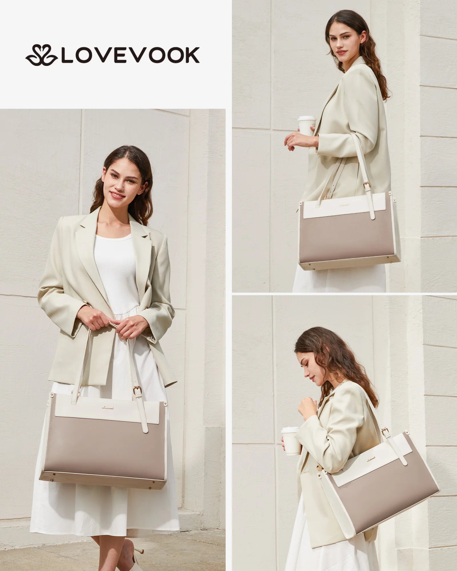 JMT-448458 Fashion PU Leather Laptop Tote Bag Set - Waterproof Business Briefcase for Office Use (15.6 inches)