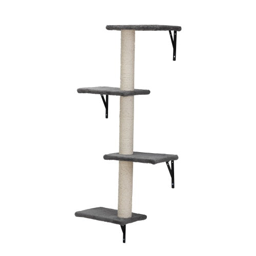 JMT-448650 Wall-Mounted Indoor Cat Tree Furniture Set with Scratch Board and Perches – 5 Pieces