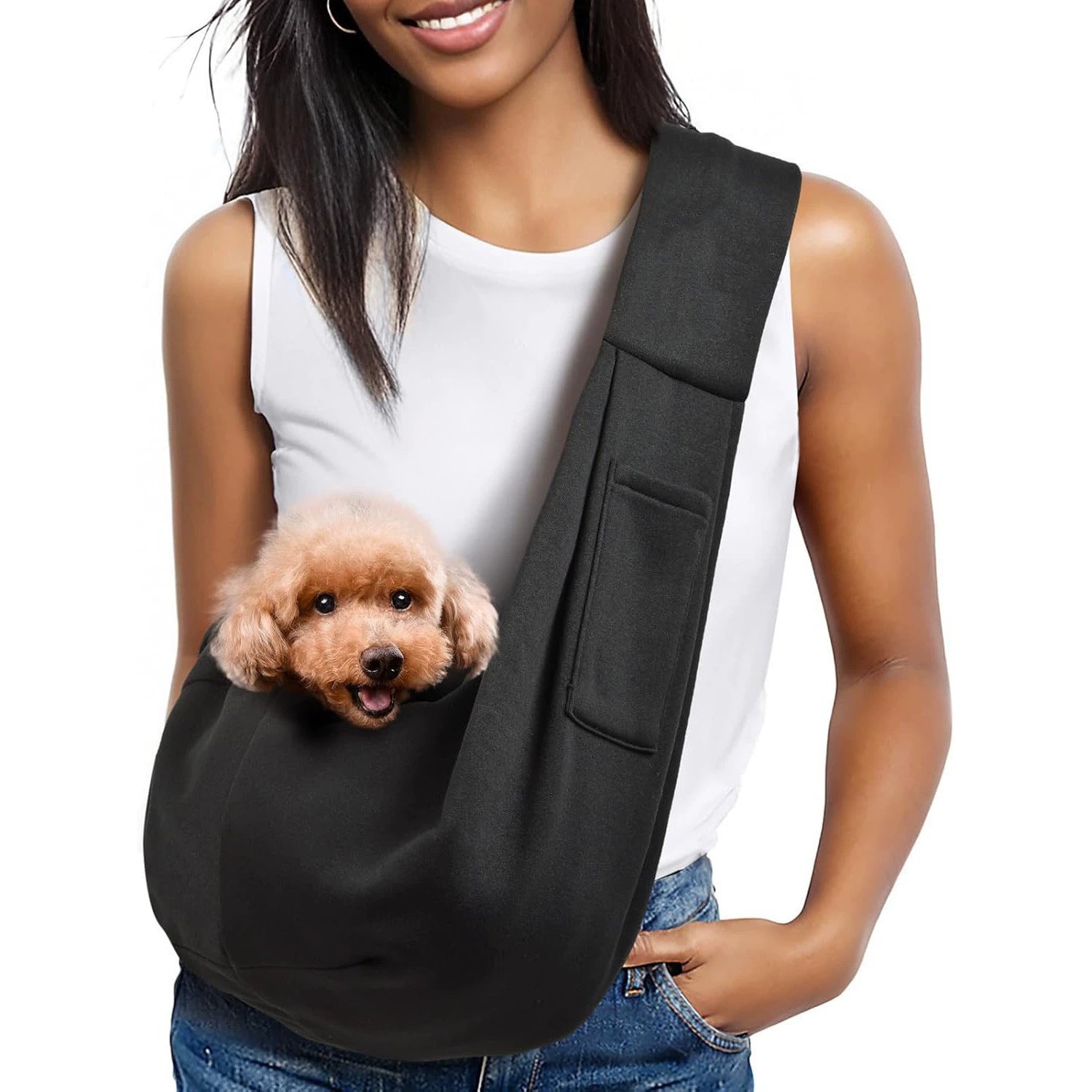 JMT-448970 Stylish Crossbody Folding Pet Bag with Breathable Flannel and 20L Capacity, Available in Black and Gray