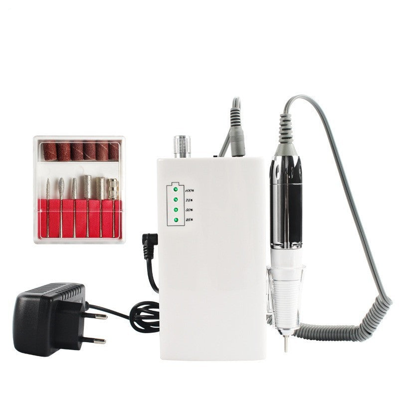 JMT-449098 Rechargeable Electric Nail Polisher US805 - Nail Surface Grinding & Trimming Tool Set in Elegant White