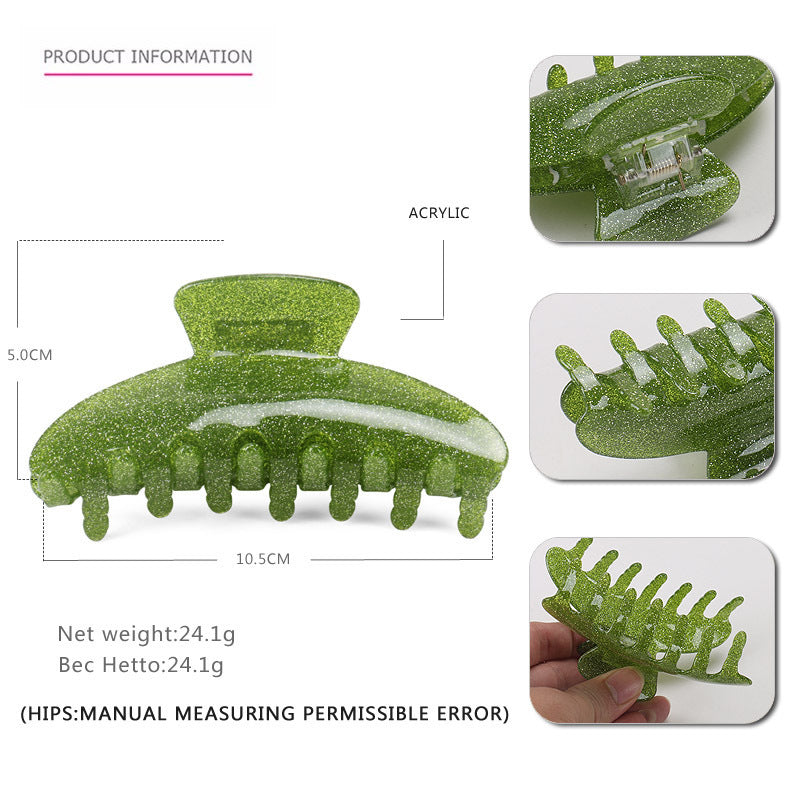 JMT-449162 Geometric Acrylic Glitter Hair Grab Clip for Women - Available in Pink, Green, Gray, Blue