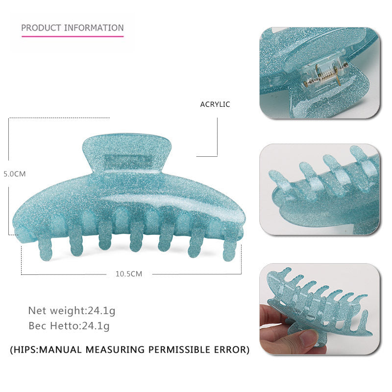 JMT-449162 Geometric Acrylic Glitter Hair Grab Clip for Women - Available in Pink, Green, Gray, Blue