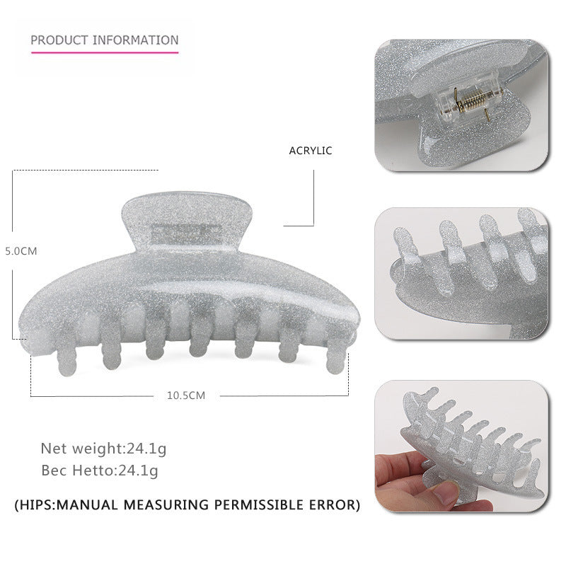 JMT-449162 Geometric Acrylic Glitter Hair Grab Clip for Women - Available in Pink, Green, Gray, Blue