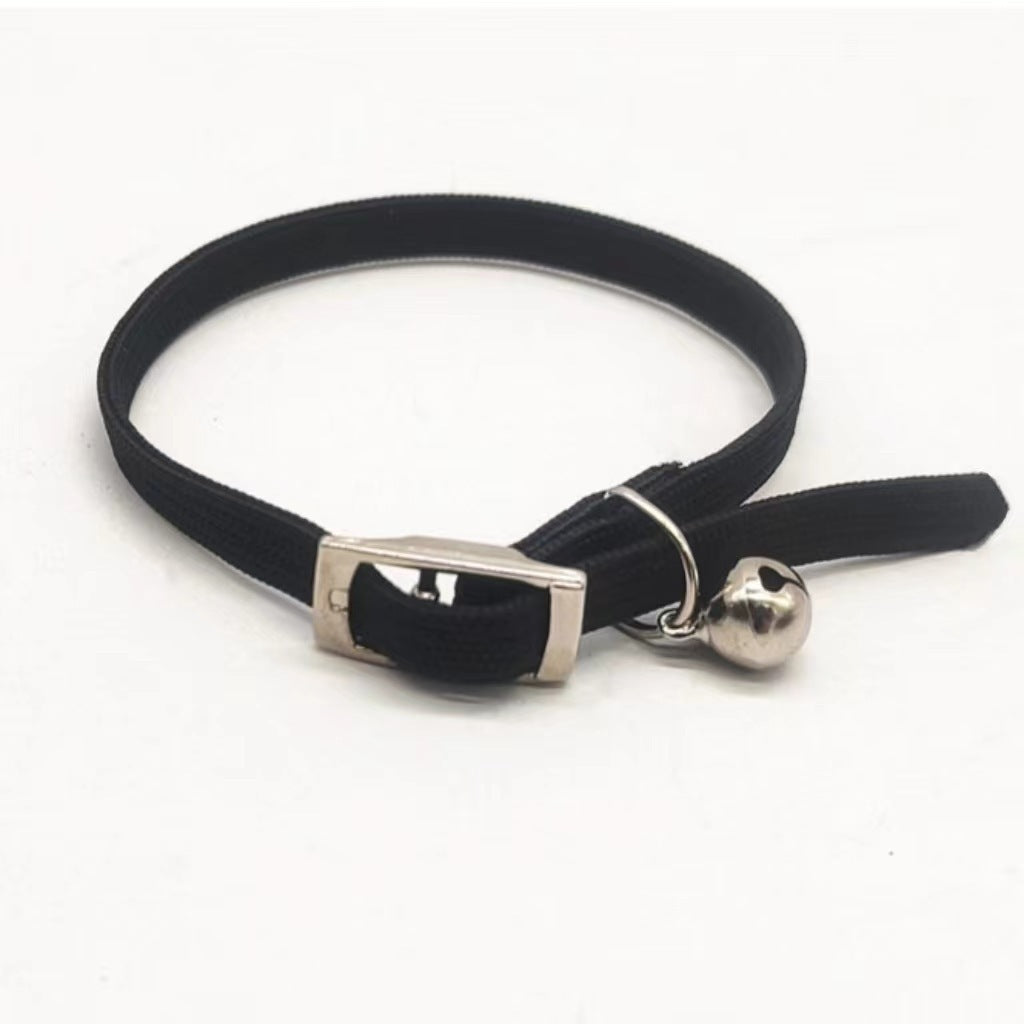 JMT-449290 Adjustable Monochrome Cat Collar with Bell - Free Size, Available in Black, Purple, and Pink