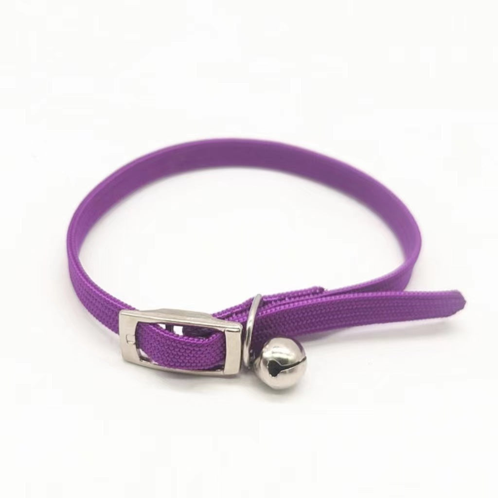JMT-449290 Adjustable Monochrome Cat Collar with Bell - Free Size, Available in Black, Purple, and Pink