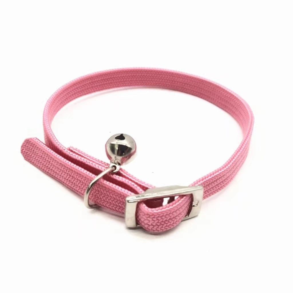 JMT-449290 Adjustable Monochrome Cat Collar with Bell - Free Size, Available in Black, Purple, and Pink
