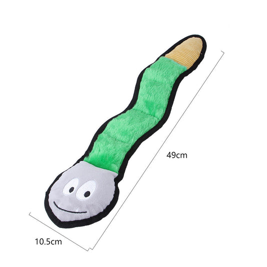 JMT-449610 Pet Plush Bite Resistant Voice Toys - 3-Piece Snake, Parrot, Orangutan Set in Black, Green, and Purple