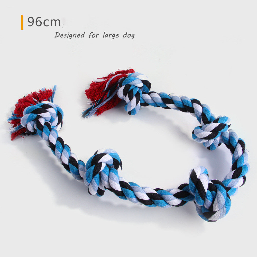 JMT-449930 Large Cotton Rope Toy for Big Dogs - Ideal for Training and Dental Care, Blue
