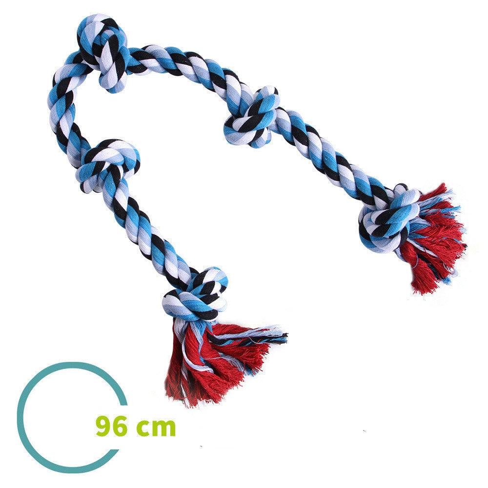 JMT-449930 Large Cotton Rope Toy for Big Dogs - Ideal for Training and Dental Care, Blue