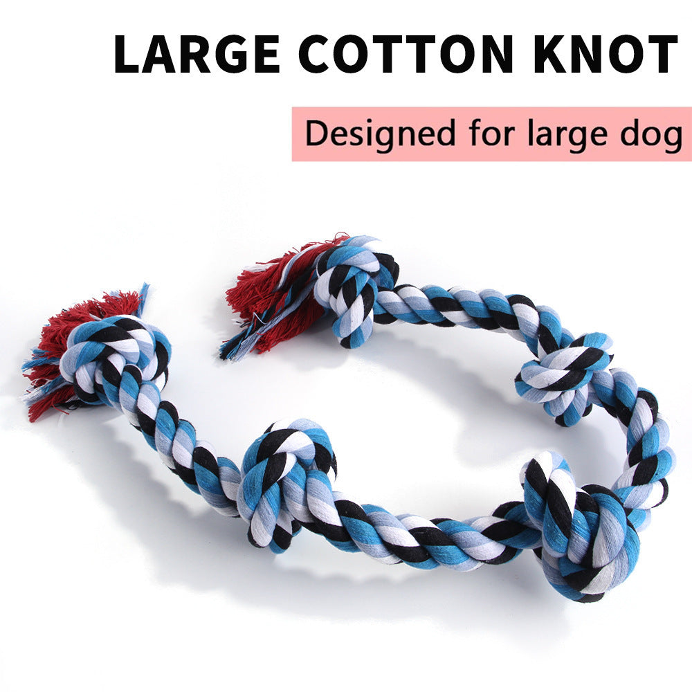 JMT-449930 Large Cotton Rope Toy for Big Dogs - Ideal for Training and Dental Care, Blue