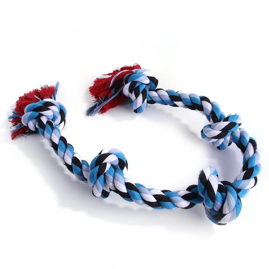 JMT-449930 Large Cotton Rope Toy for Big Dogs - Ideal for Training and Dental Care, Blue