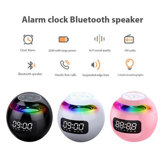 JMT-450122 Portable Wireless Alarm Clock Bluetooth Speaker with Built-in Lithium Battery and USB Charging