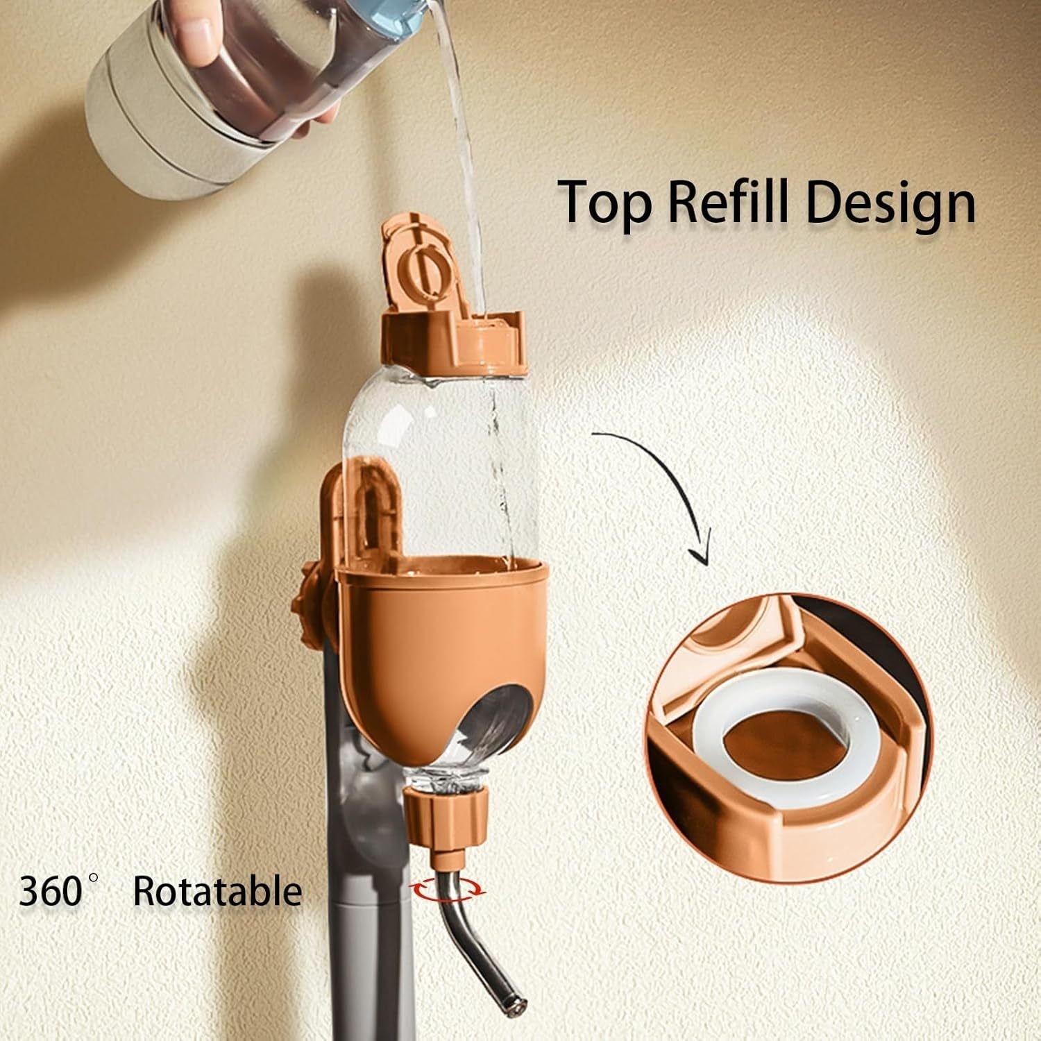 JMT-450762 Pet Water Bottle for Small Animals - 360° Rotatable Nozzle, Easy Refill, Leak-Proof Design for Rabbits, Guinea Pigs, Chinchillas, and More