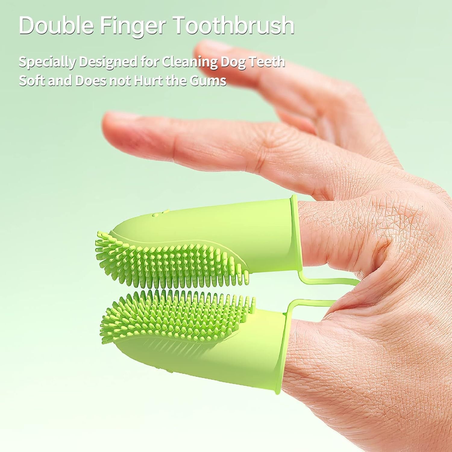 JMT-451018 Double Finger Toothbrush for Dogs and Cats with 800 Soft Bristles for Effective Dental Care