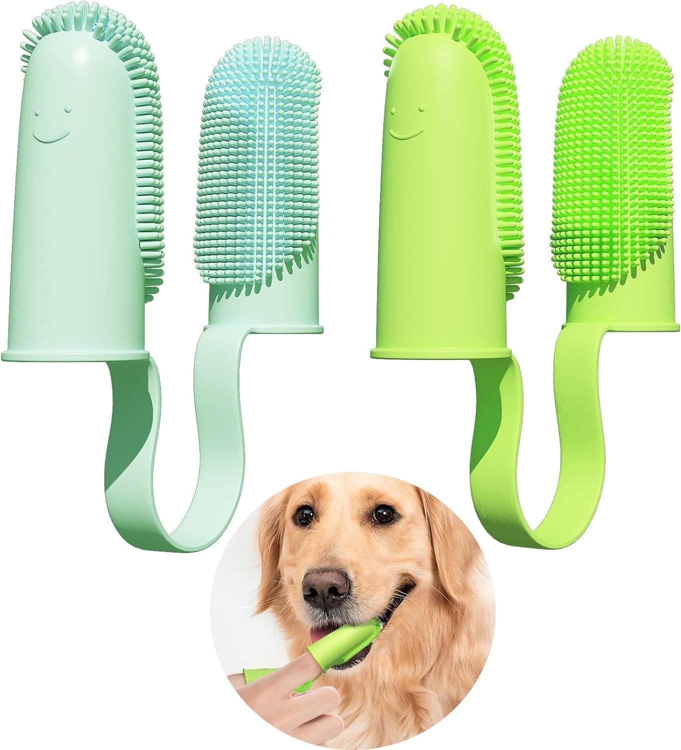 JMT-451018 Double Finger Toothbrush for Dogs and Cats with 800 Soft Bristles for Effective Dental Care