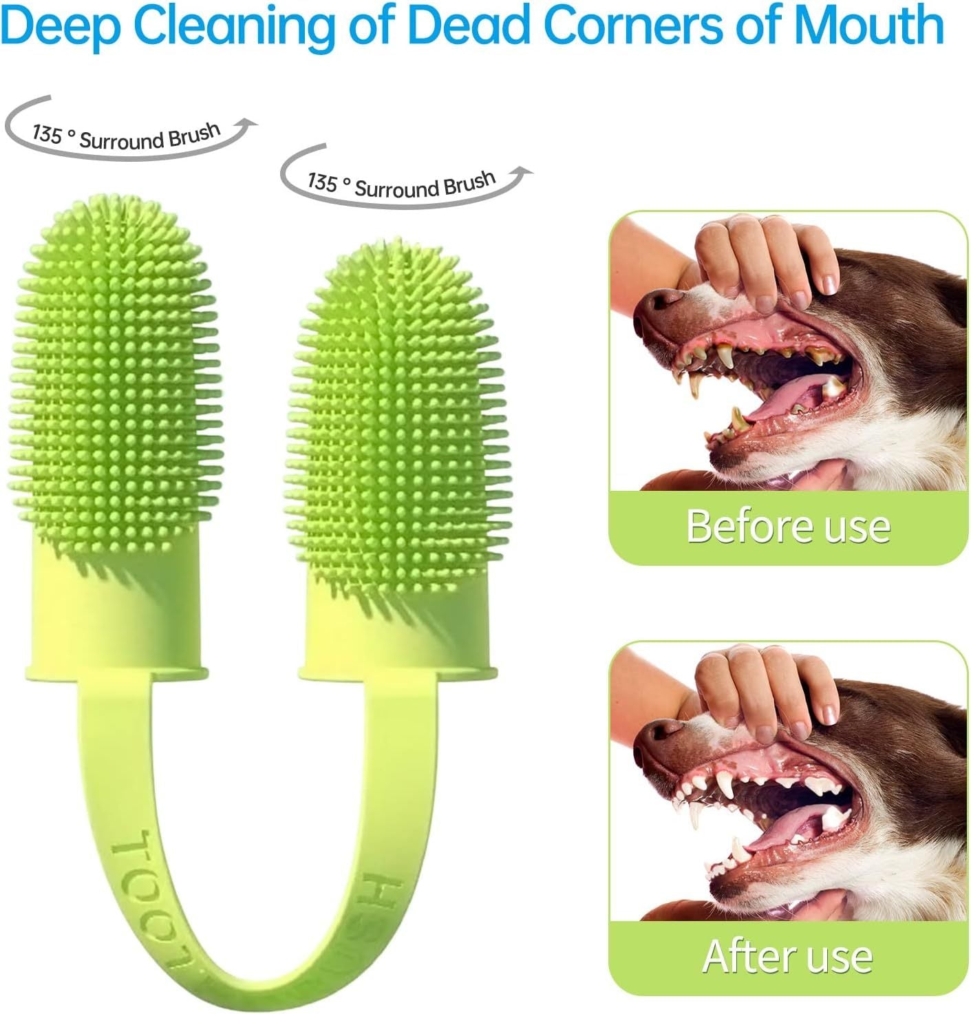 JMT-451018 Double Finger Toothbrush for Dogs and Cats with 800 Soft Bristles for Effective Dental Care