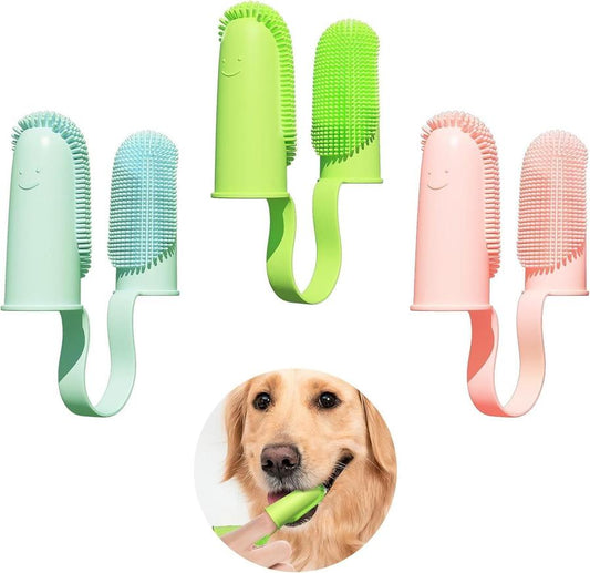 JMT-451018 Double Finger Toothbrush for Dogs and Cats with 800 Soft Bristles for Effective Dental Care