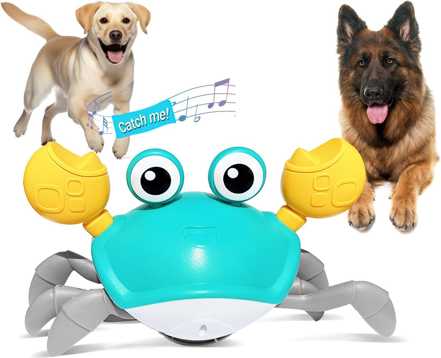 JMT-451082 Interactive Crawling Crab Dog Toy with Music, Lights, and Obstacle Avoidance Sensor for Small to Medium Pets
