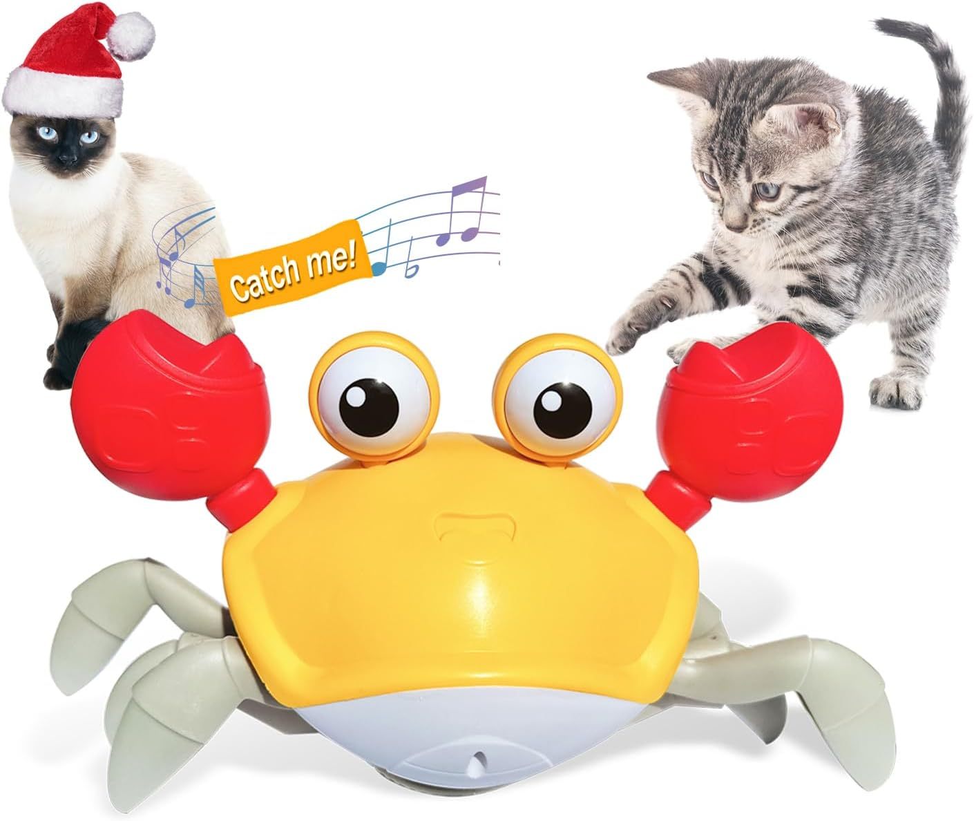 JMT-451082 Interactive Crawling Crab Dog Toy with Music, Lights, and Obstacle Avoidance Sensor for Small to Medium Pets