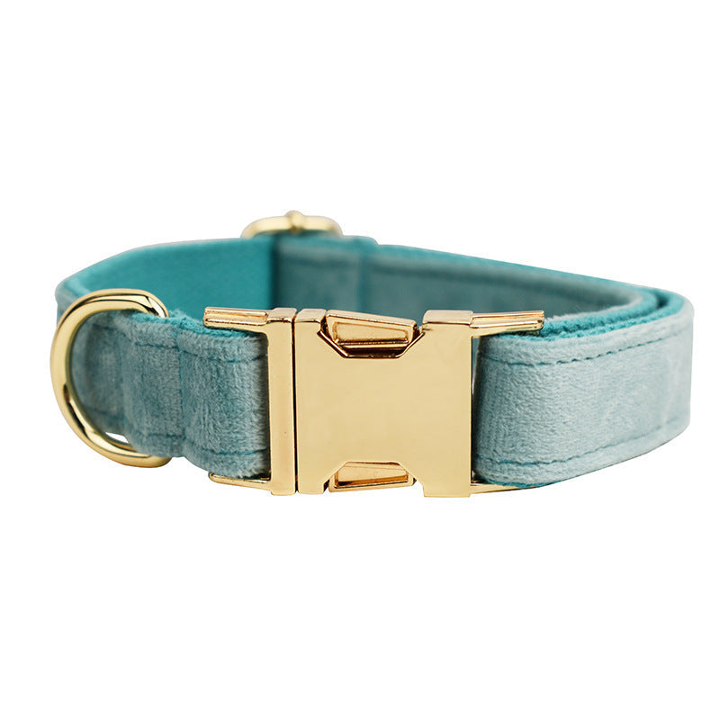 JMT-451274 Velvet Fabric Adjustable Dog Collar with Leash, Bow, Flower, Vest, and Poop Bag Set