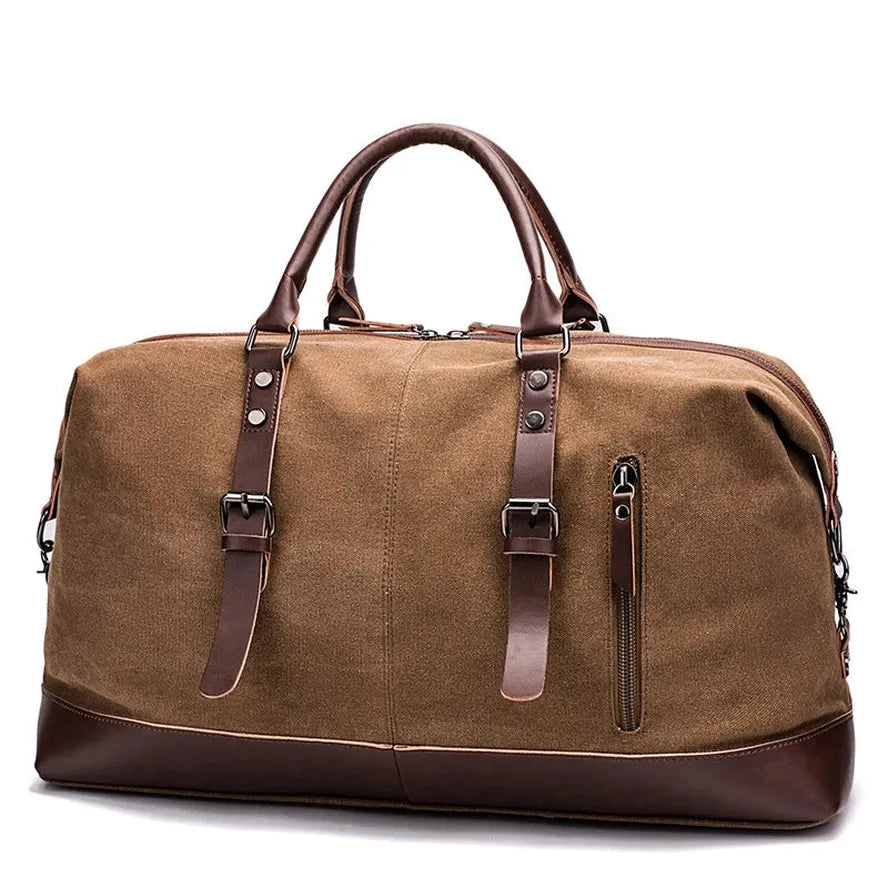 JMT-451466 Washed Cotton Canvas Weekend Duffel Bag 831-P, 54cm x 23cm x 42cm