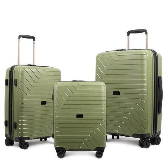 JMT-451658 Expandable Durable Suitcase with Double Wheels and TSA Lock in Green - PC+ABS Material