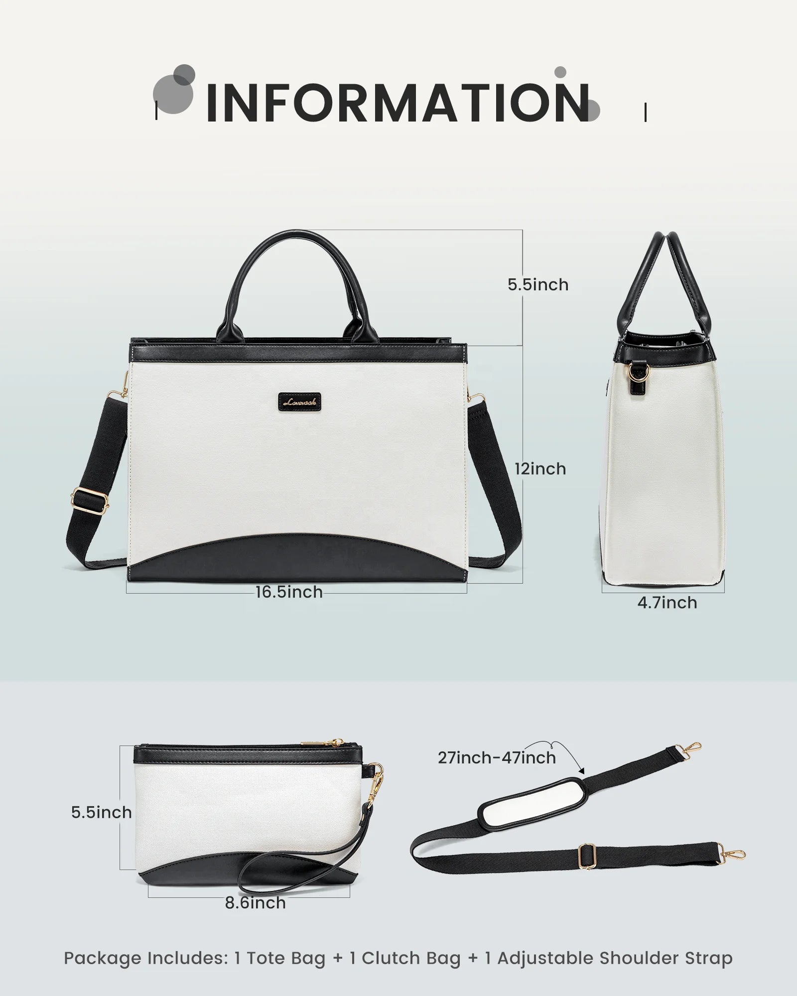 JMT-451914 Large Capacity 15.6 Inch Canvas Laptop Tote Bag for Women, Stylish Work and Travel Handbag