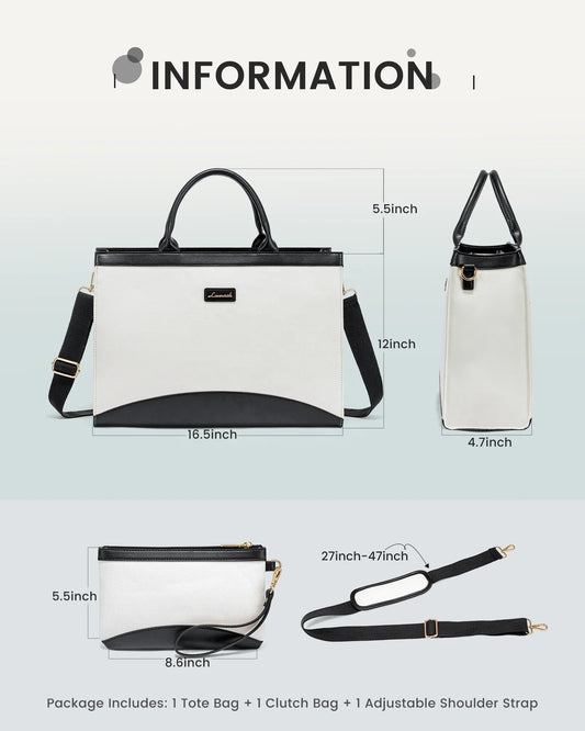 JMT-451914 Large Capacity 15.6 Inch Canvas Laptop Tote Bag for Women, Stylish Work and Travel Handbag