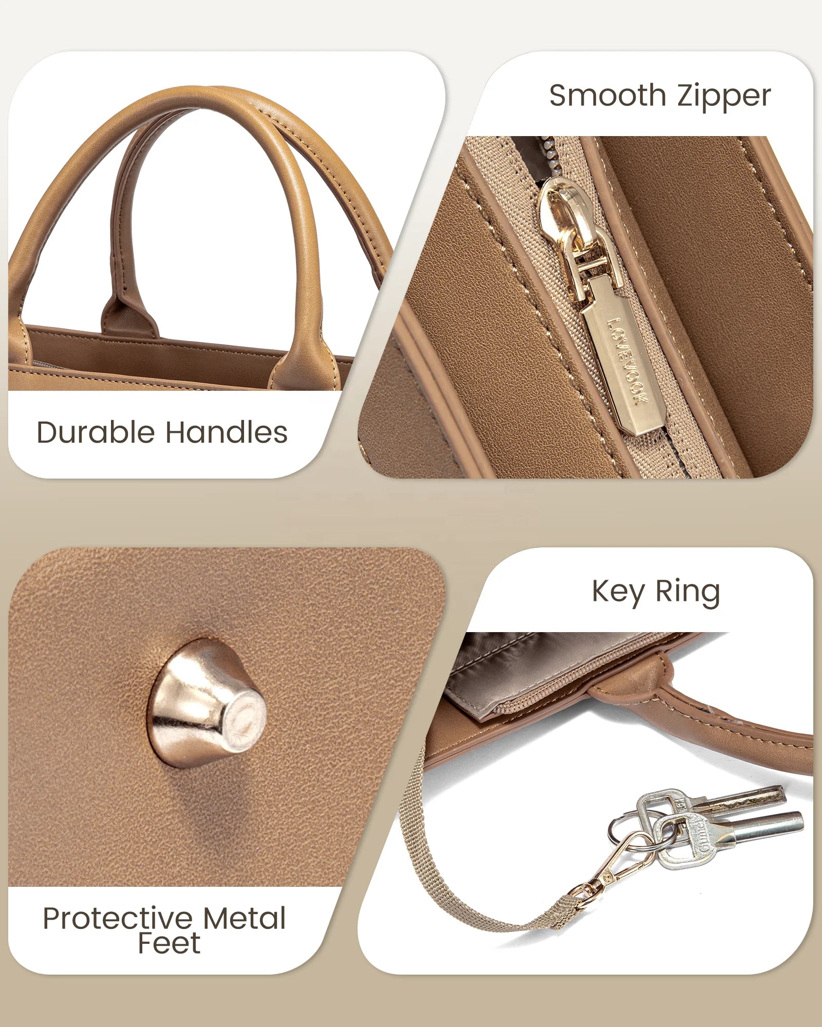 JMT-451914 Large Capacity 15.6 Inch Canvas Laptop Tote Bag for Women, Stylish Work and Travel Handbag