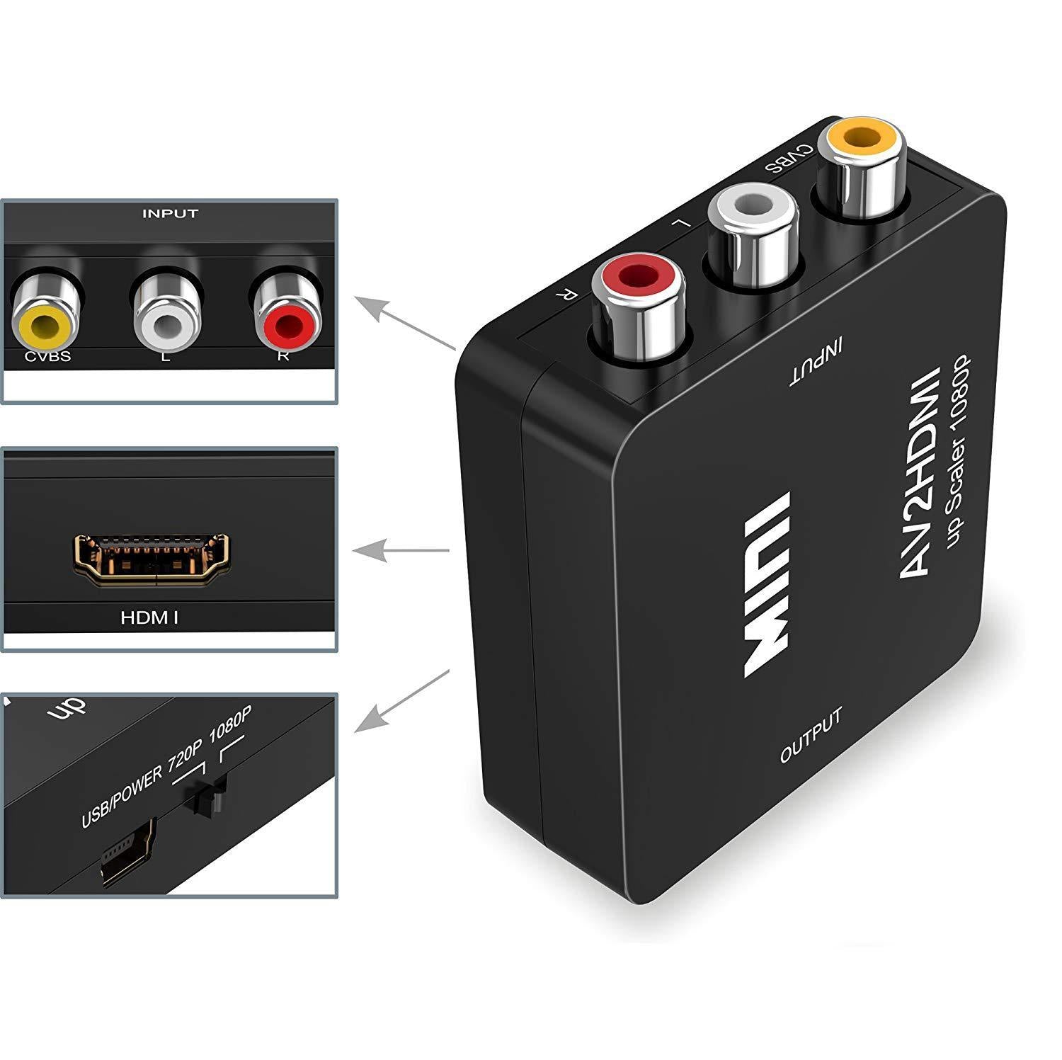 JMT-452042 AV to HDMI Mini HD Video Converter with 1080P Resolution, Compatible with All Systems