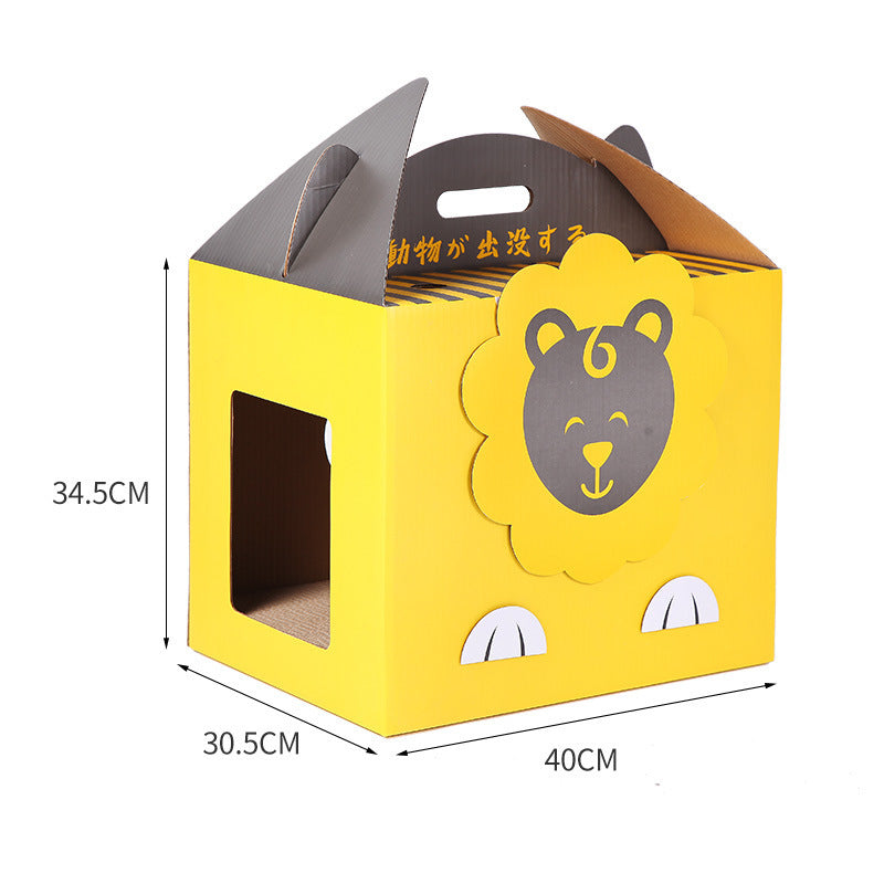 JMT-452106 Foldable Japanese Milk Nest with Corrugated Paper Design for Cats - Includes Various Scratch Board Options