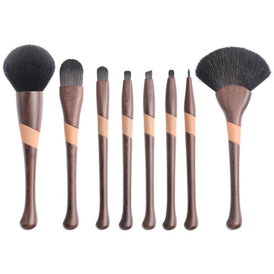JMT-452362 8-Piece Eyeshadow Brush Set with Wood Grain Handle and PU Bag