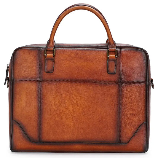 JMT-452490 Vintage Leather Laptop Briefcase for Men - Retro Handmade Fashion Bag
