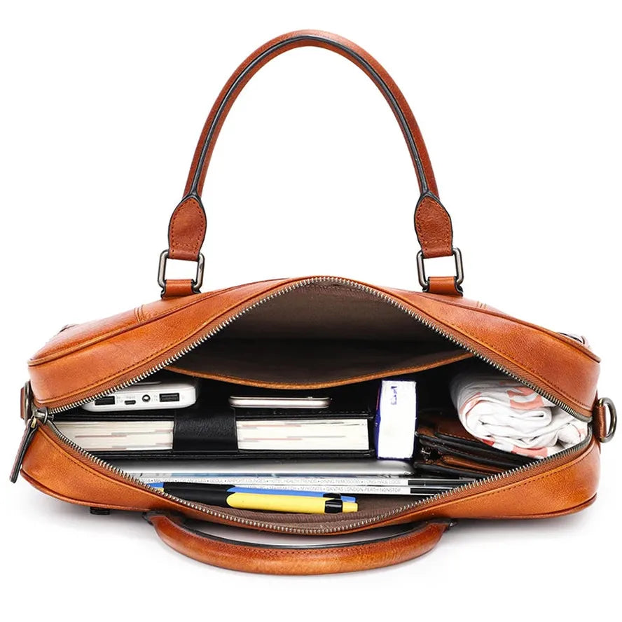 JMT-452490 Vintage Leather Laptop Briefcase for Men - Retro Handmade Fashion Bag
