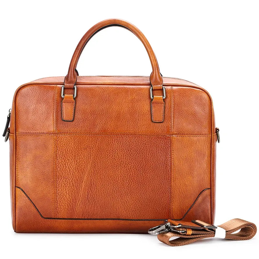 JMT-452490 Vintage Leather Laptop Briefcase for Men - Retro Handmade Fashion Bag