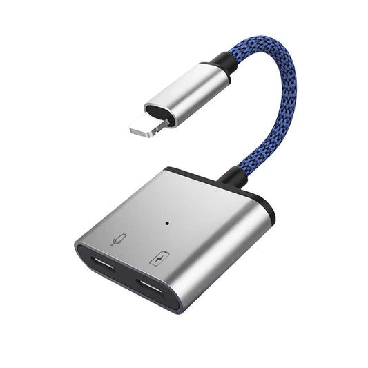 JMT-452746 Dual 8-pin Audio Adapter for iPhone - Headphone Jack Splitter for Charging and Music
