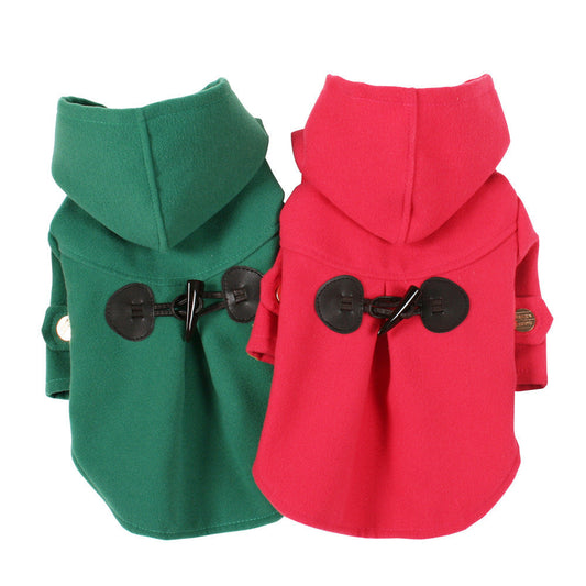 JMT-453002 Classic Hooded Double-Sided Wool Pet Trench Coat for Small Dogs - Warm & Stylish Winter Apparel