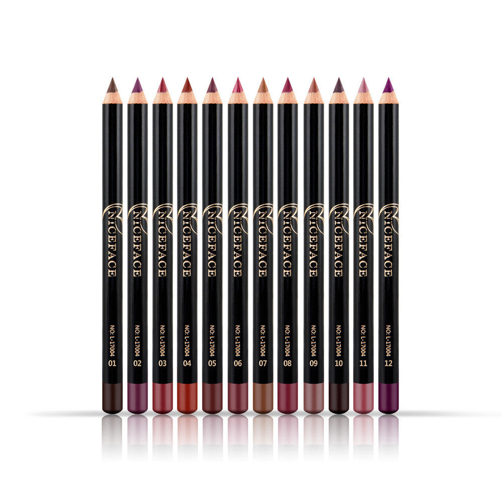 JMT-453514 Matte Lip Liner Pencil Set - 12 Waterproof Colors for Precise Lip Definition