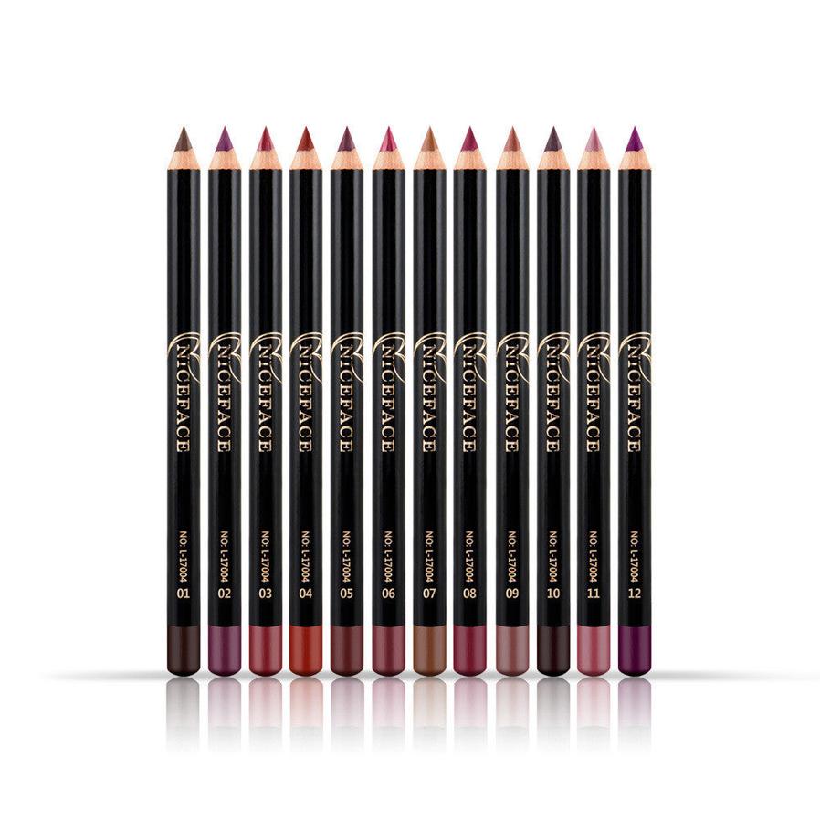 JMT-453514 Matte Lip Liner Pencil Set - 12 Waterproof Colors for Precise Lip Definition