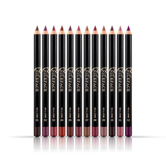 JMT-453514 Matte Lip Liner Pencil Set - 12 Waterproof Colors for Precise Lip Definition