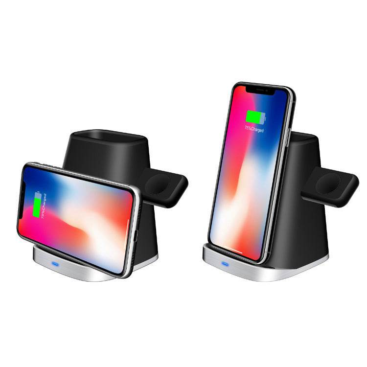 JMT-453578 Three-in-One Multifunctional Wireless Charger with QI Standard for Smartphones, Apple Watch, and AirPods - Black