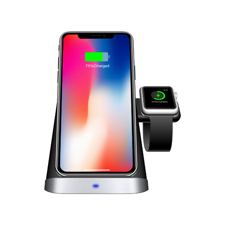 JMT-453578 Three-in-One Multifunctional Wireless Charger with QI Standard for Smartphones, Apple Watch, and AirPods - Black