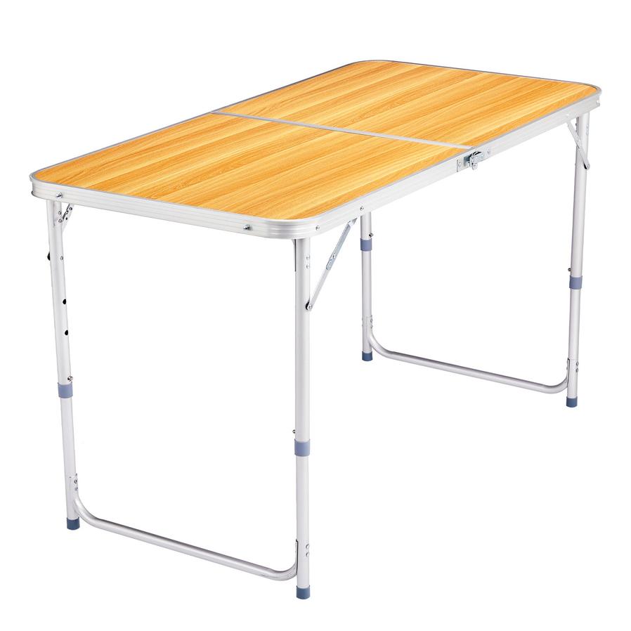JMT-454282 Portable 4ft Wood Grain Folding Table with Aluminum Alloy Frame, Supports Up to 50kg