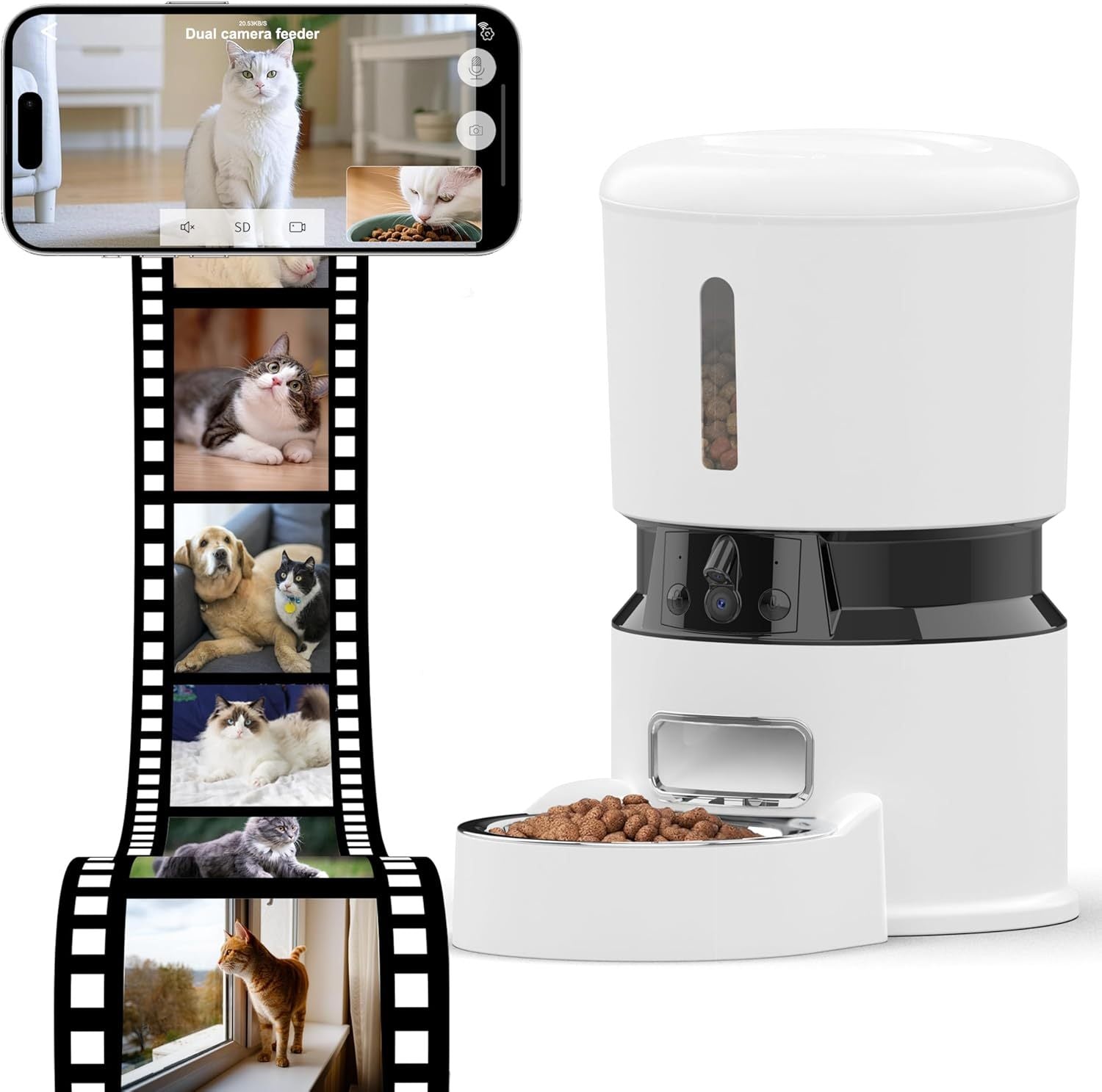 JMT-454410 Automatic Pet Feeder with 1080P HD Camera and Smart APP Control – 4L Capacity for Timed Meals