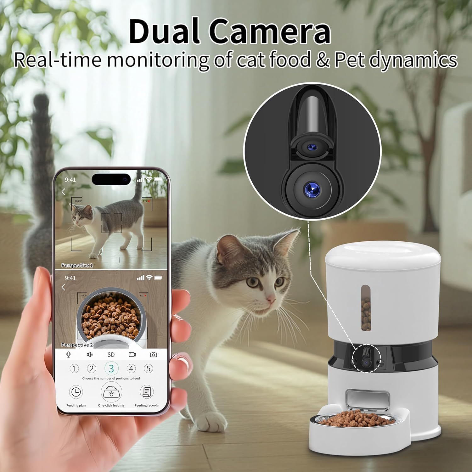 JMT-454410 Automatic Pet Feeder with 1080P HD Camera and Smart APP Control – 4L Capacity for Timed Meals