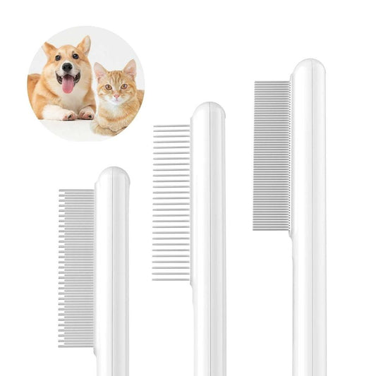 JMT-454474 Durable Stainless Steel Cat Comb with Rounded Teeth for Easy Grooming and Flea Removal for All Coat Types
