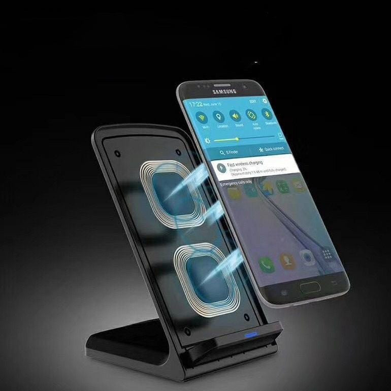 JMT-454730 30W Vertical Wireless Fast Charger for Smartphones - Elegant Design in Black and White