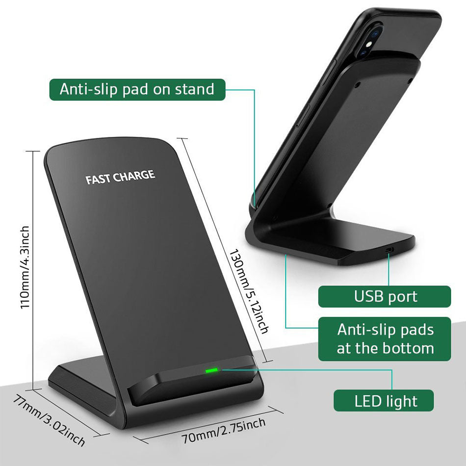 JMT-454730 30W Vertical Wireless Fast Charger for Smartphones - Elegant Design in Black and White