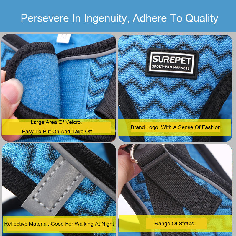 JMT-454730 Lightweight Reflective Dog Chest Harness and Leash Set for All Breeds